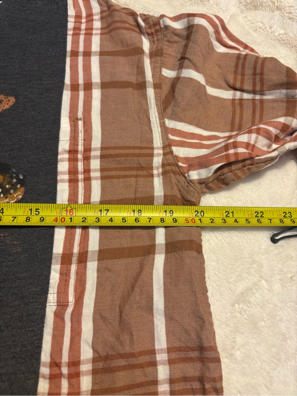 Sonoma Top Medium Charcoal Gray Orange Monarch Butterfly Long Plaid Sleeves Soft - Picture 14 of 16